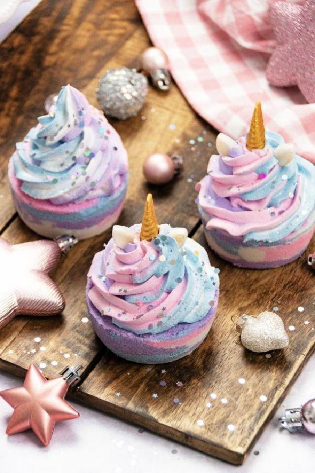 Unicorn Cupcake Bath Bombs With Whipped Soap Frosting