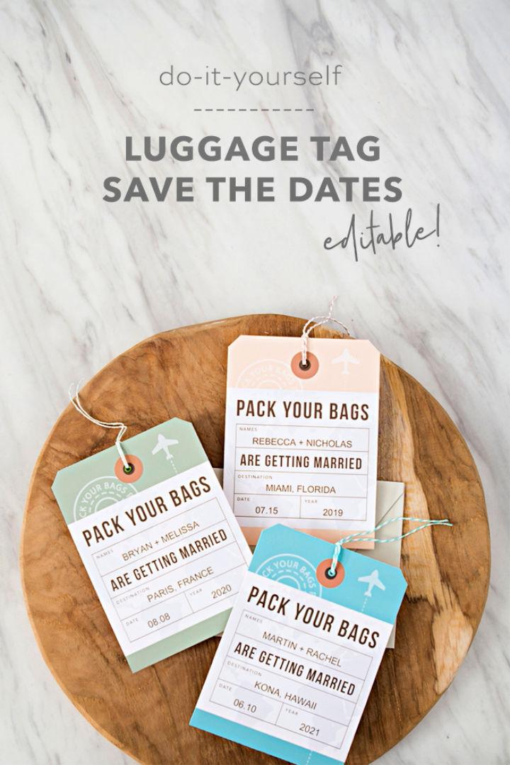 DIY Wedding Save The Date Luggage Tags