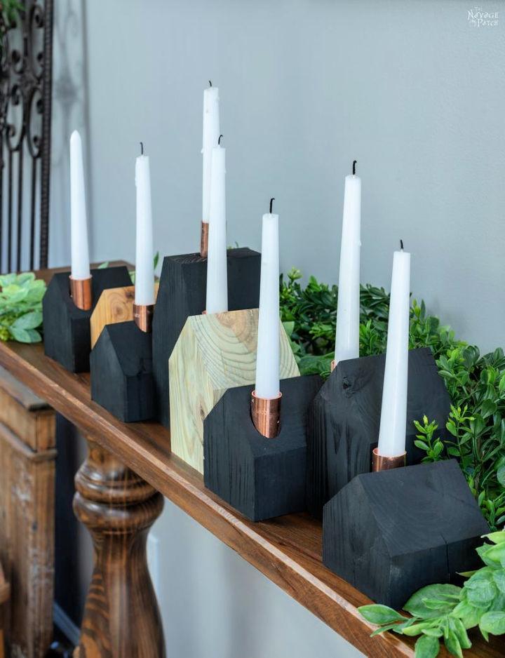 DIY Wooden House Candle Holders