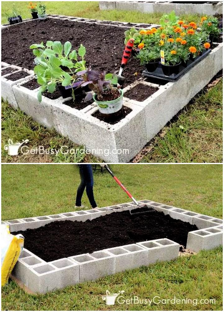 Concrete Blocks Raised Garden Bed