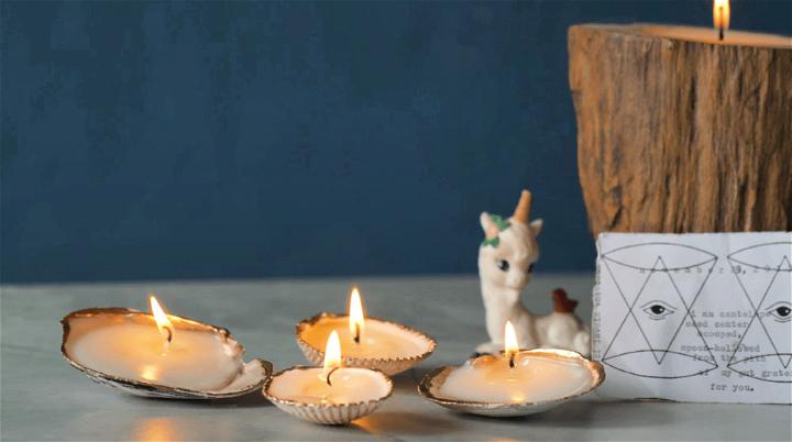 DIY Gilded Seashell Candles