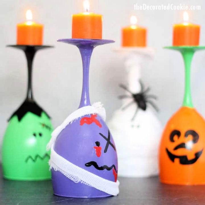 Halloween Wine Glass Candles