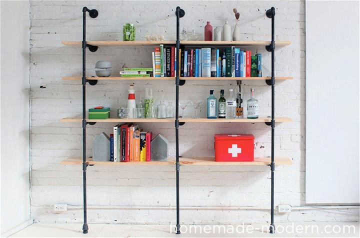 Homemade Modern Pipe Shelves