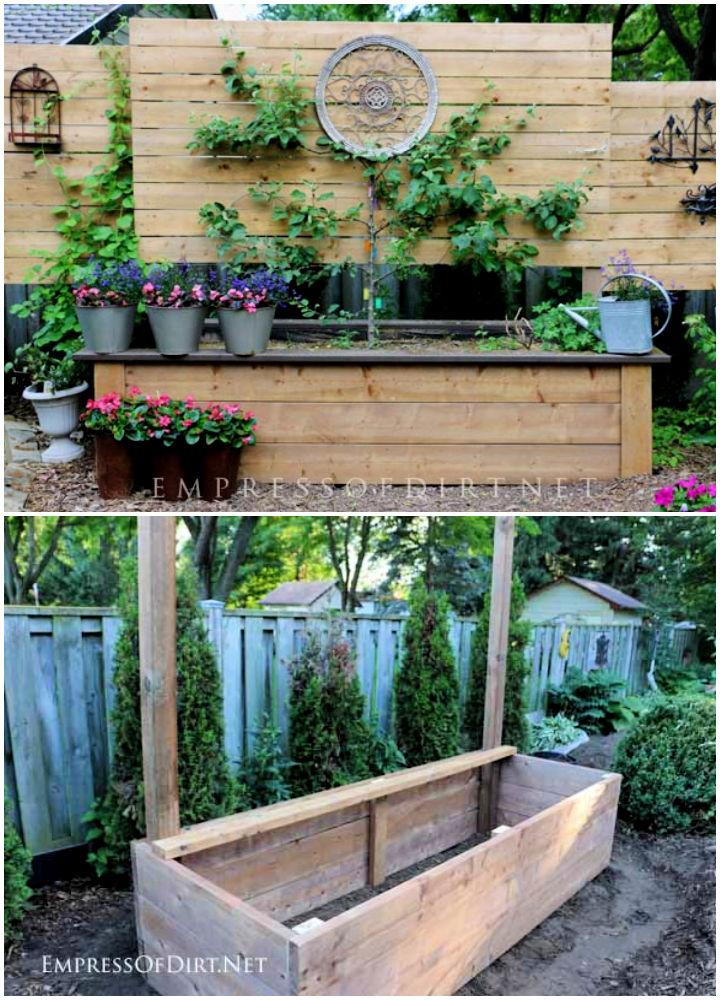 Raised Garden Bed with Built in Privacy Wall