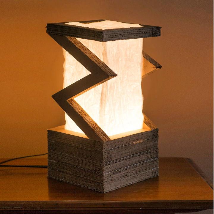 Up-cycled Corrugated and Plastic Bags Lamp