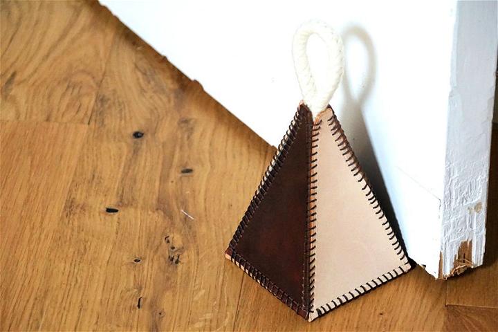 2 Colour Pyramid Leather Doorstop