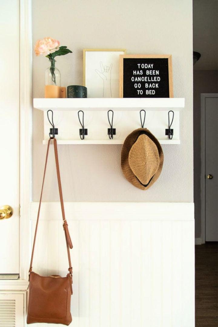 DIY Entryway Wall Shelf With Hooks