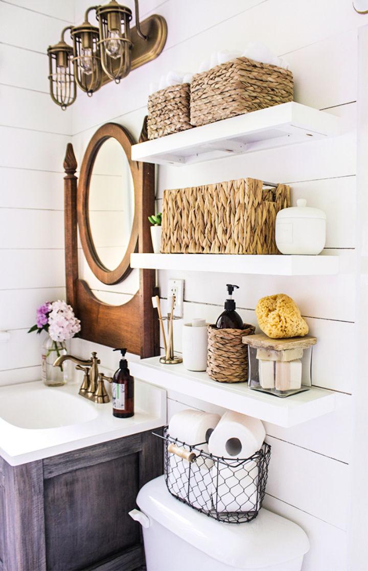 Affordable DIY Floating Bathroom Shelves