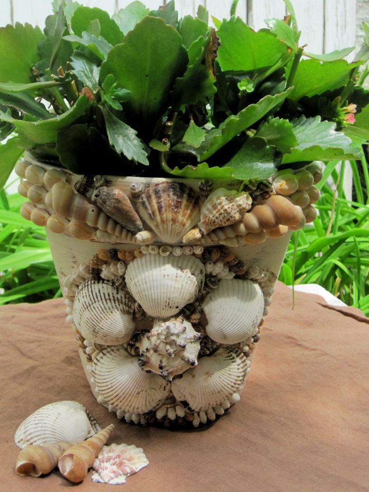 Decorative Shell Encrusted Flower Pot
