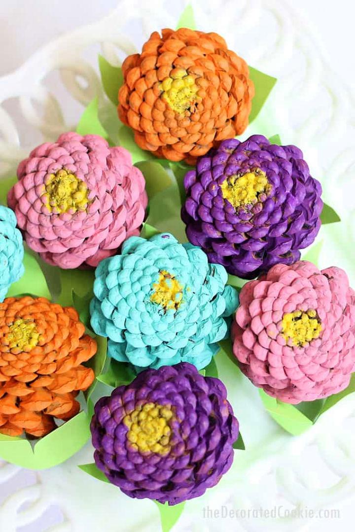 Easy DIY Pinecone Zinnias