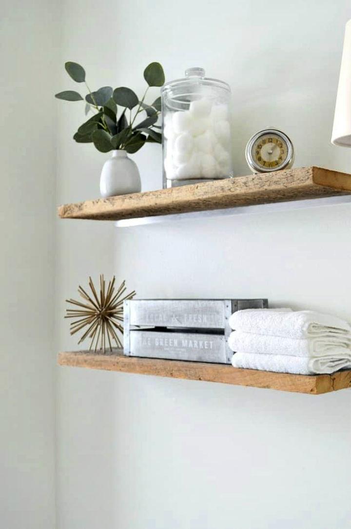 DIY Floating Shelves for Small Bathroom