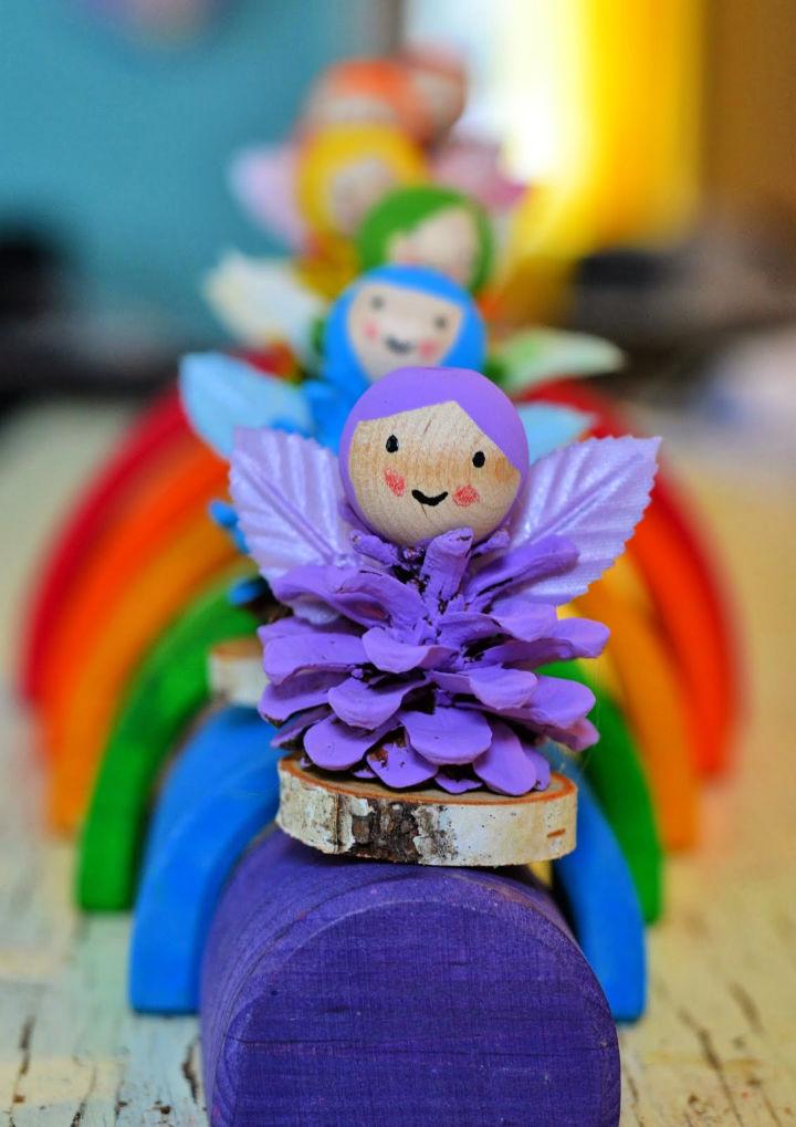 DIY Pinecone Rainbow Fairies