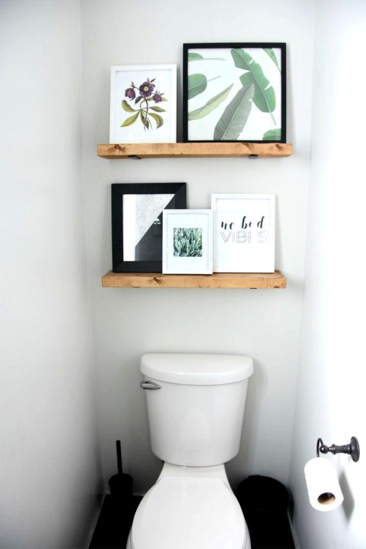 Homemade Rustic Wood Bathroom Floating Shelves