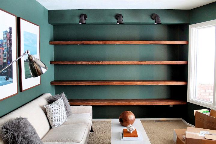 DIY Solid Wood Wall to Wall Shelves