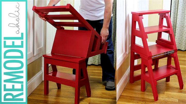 DIY Ladder Folding Step Stool Chair