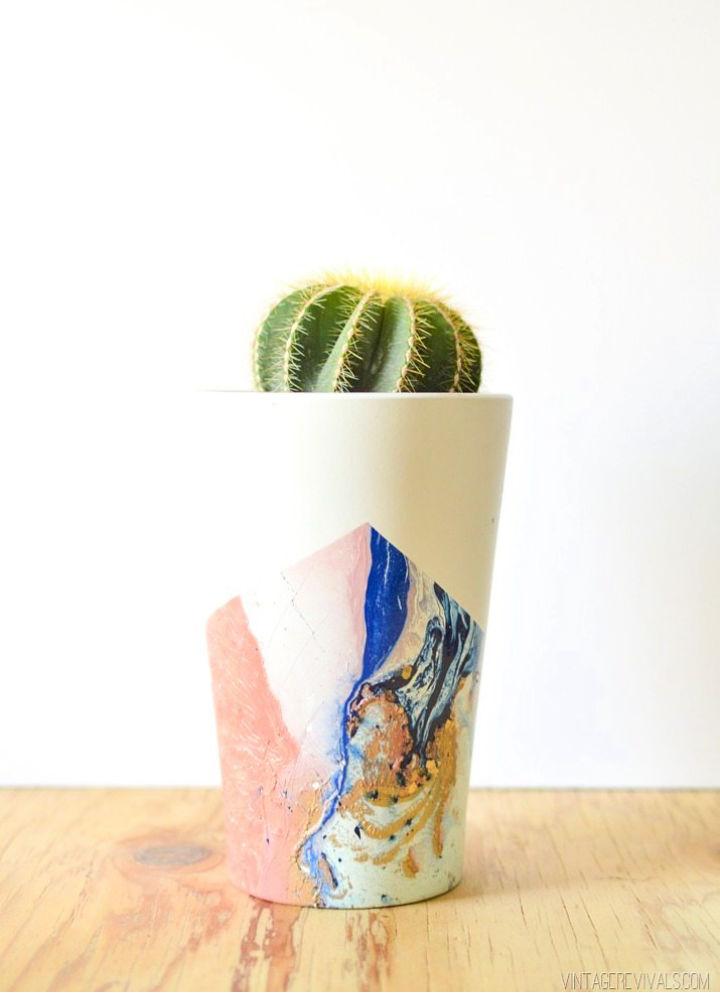 DIY Spray Paint Marbled Planters