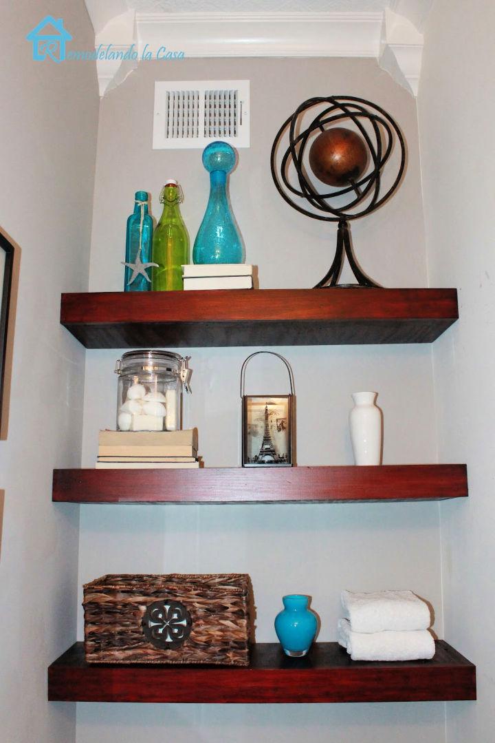 Make Wooden Bathroom Floating Shelves