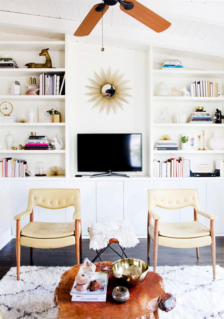 DIY Wooden Built-in Bookshelves