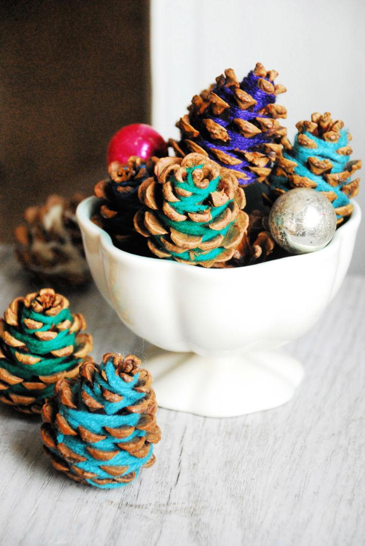 Yarn Pine Cones Craft