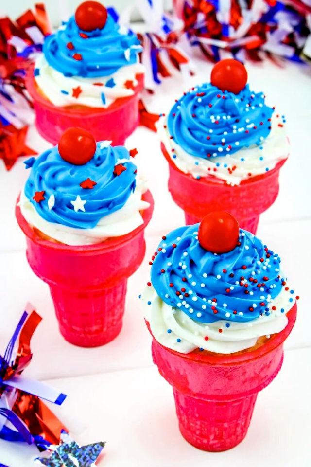 4th Of July Ice Cream Cone Cupcakes 1