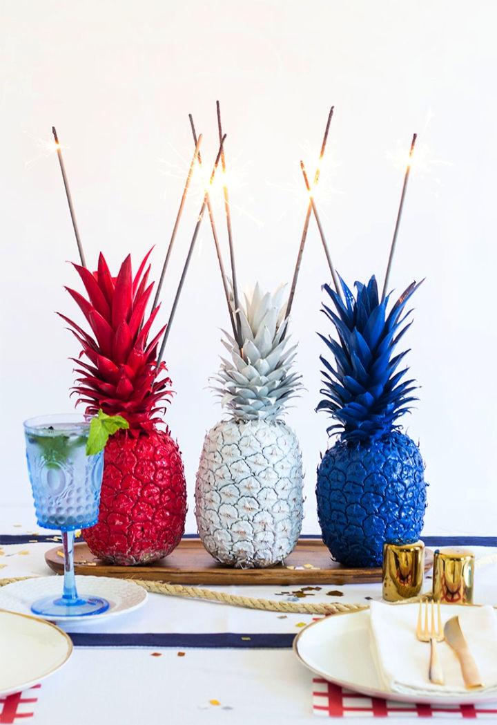 4th of July Pineapple Sparkler Centerpiece