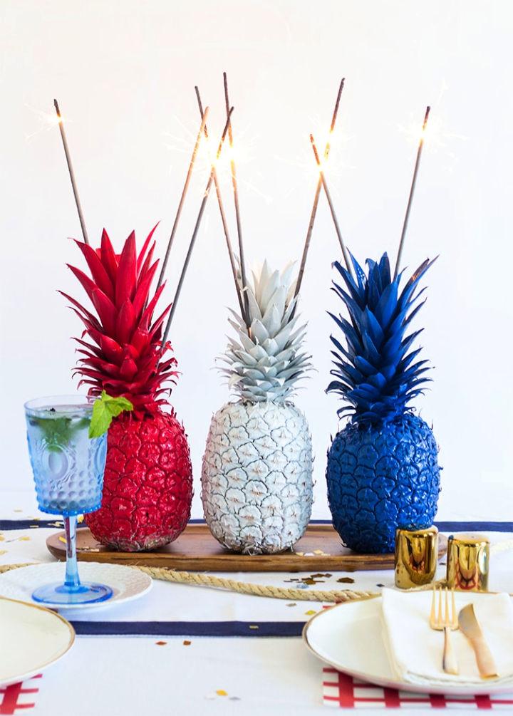 4th of July Pineapple Sparkler Centerpieces