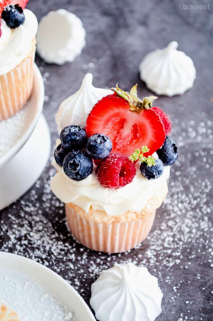 Red, White and Blue Angel Food Cupcakes