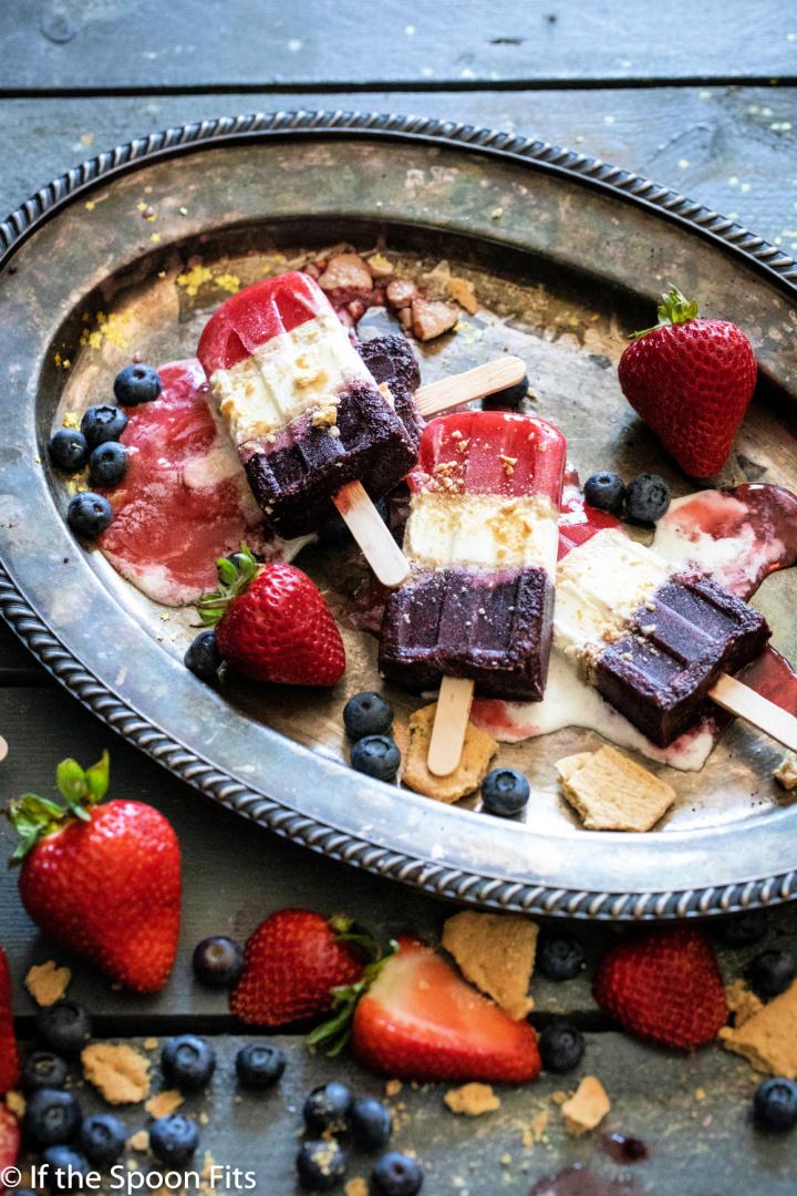 Berry Cheesecake Ice Pops with Buttery Graham Crumbles