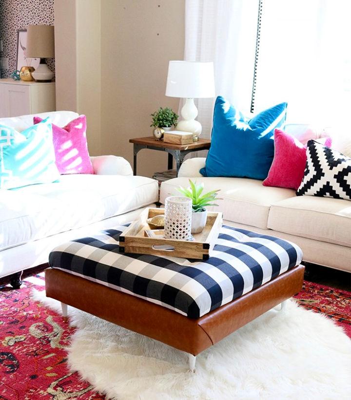 Adorable DIY Buffalo Check Ottoman