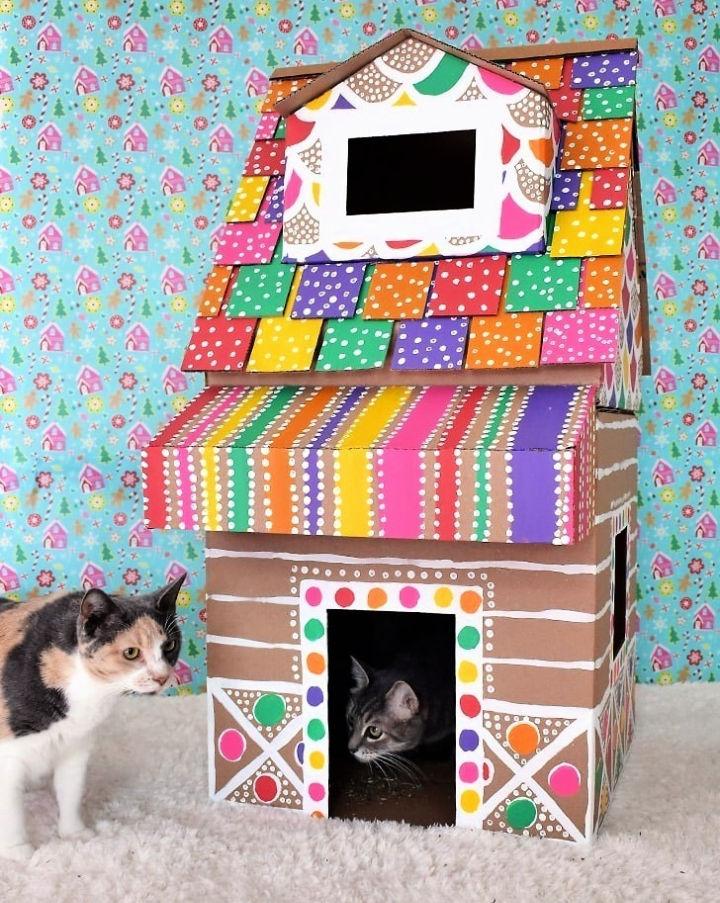 Cardboard Gingerbread Cat House