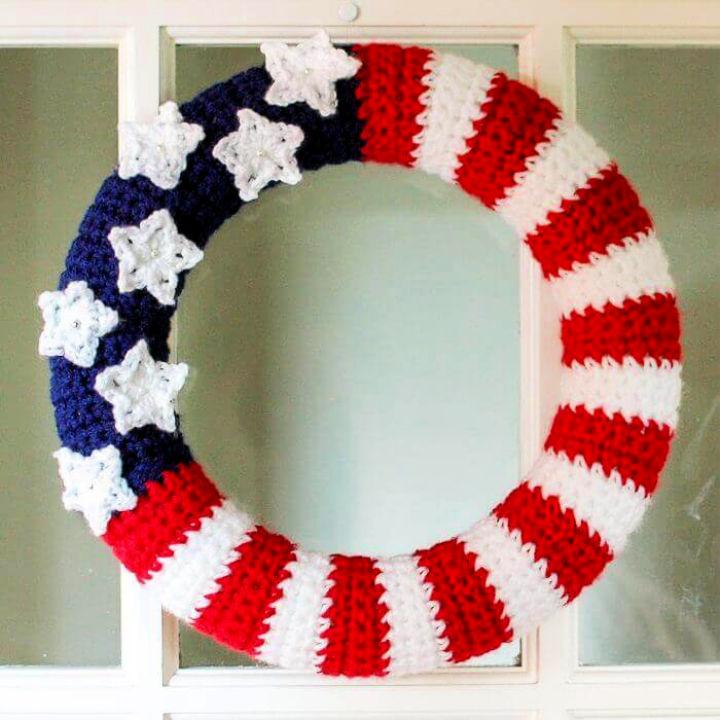 Crochet American Flag Wreath Pattern