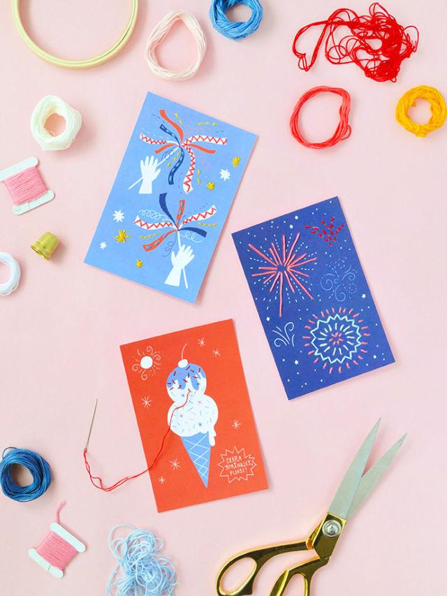 DIY 4th of July Stitching Cards