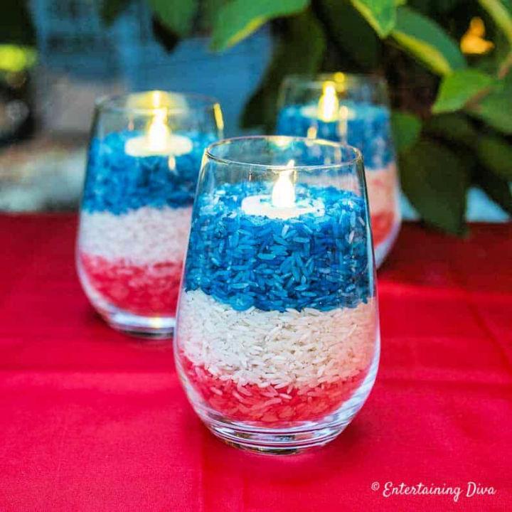 DIY Red, White and Blue Candle Holders