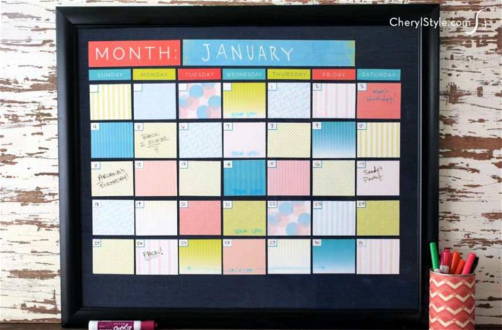 Simple DIY Dry Erase Calendar