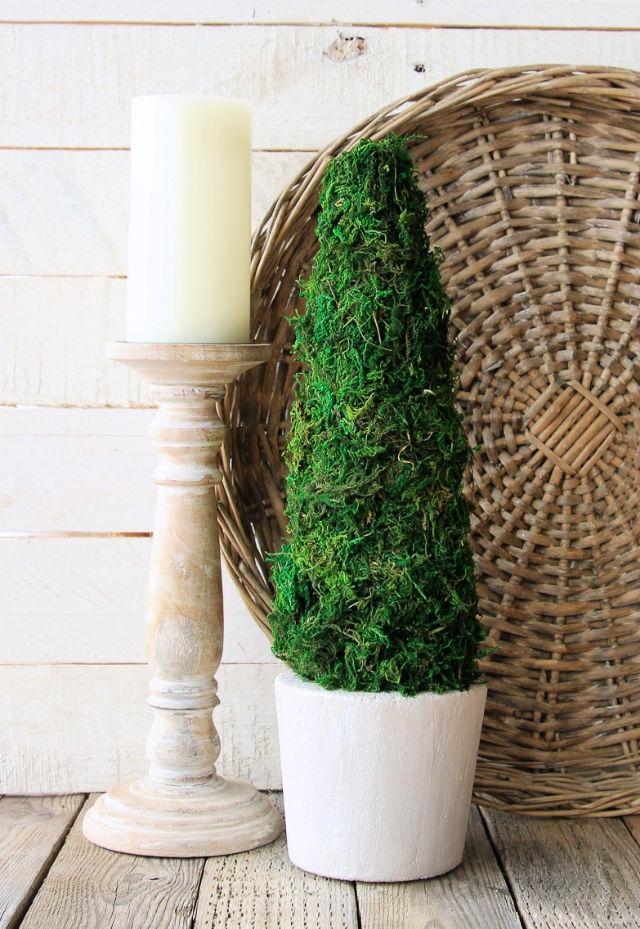 DIY Farmhouse Style Moss Topiary Tree