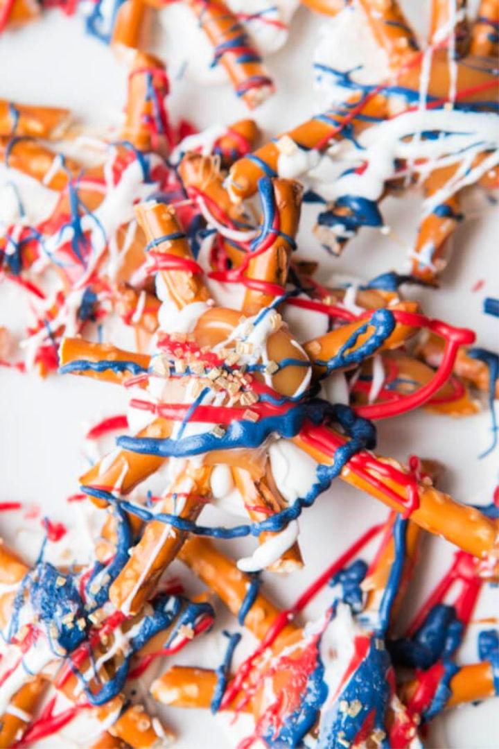 Fireworks Pretzel Snaps For 4th of July Treats