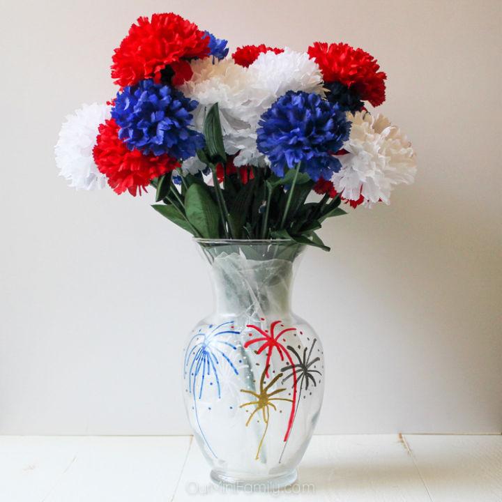 Fourth Of July Painted Flower Vase