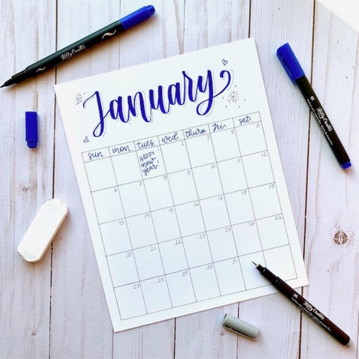 Fun DIY Hand Lettering Calendar