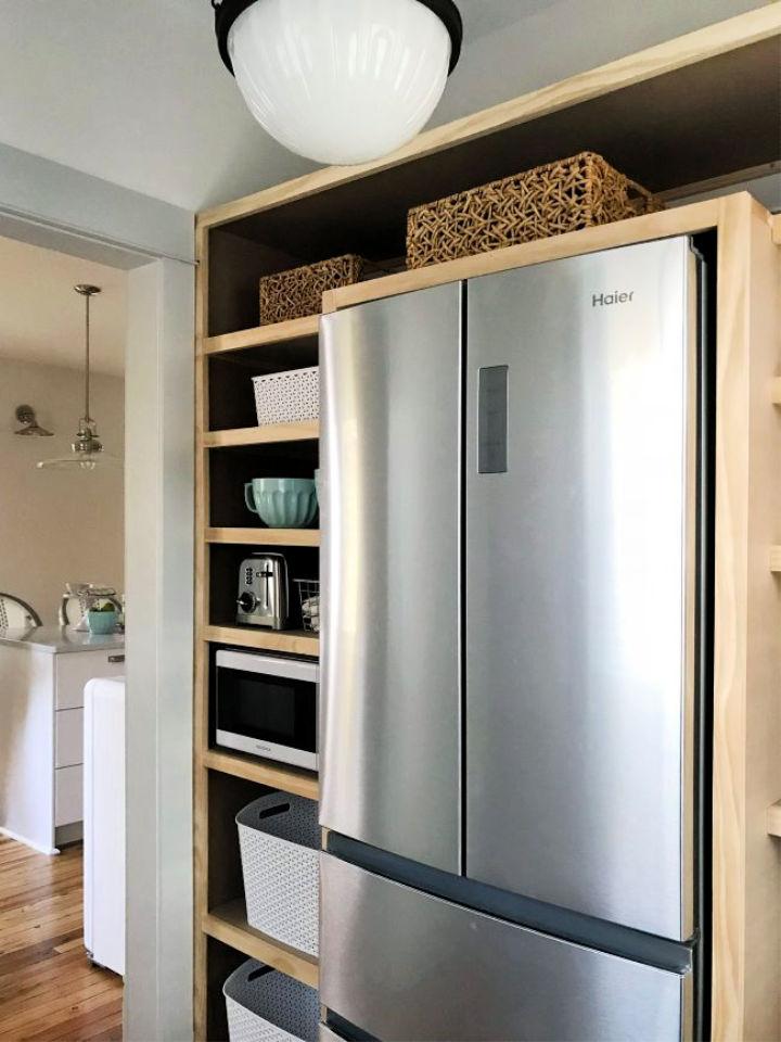 Homemade Wooden Built-in Pantry Shelves