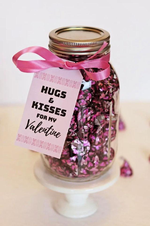 Hugs Kisses Mason Jar Gift