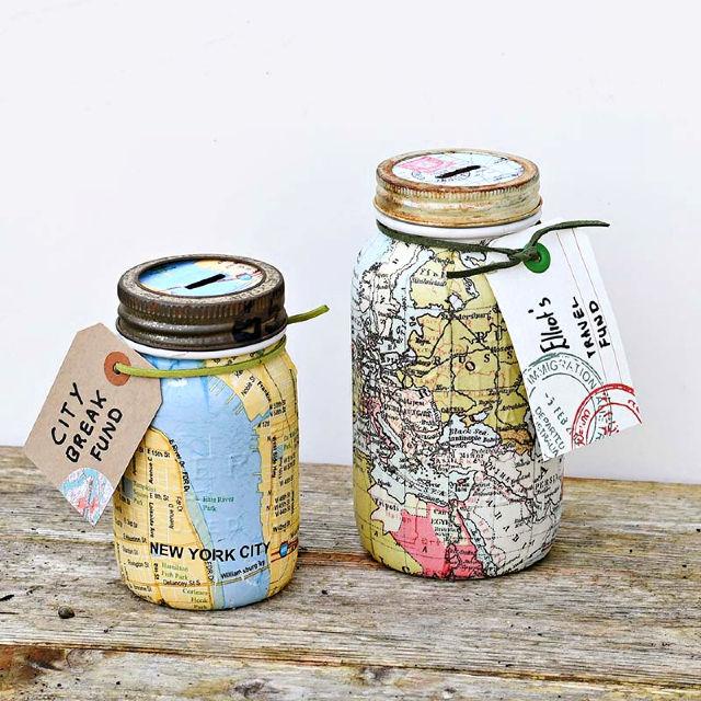 Map Mason Jar Bank for a Wonderful Gift