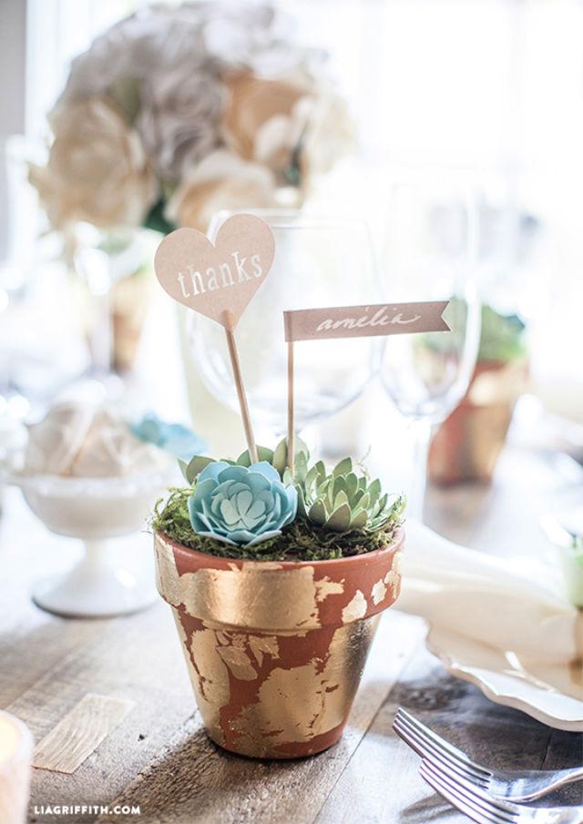 DIY Paper Succulent Pot Favors for Wedding 