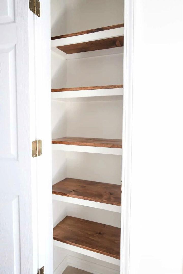 Pretty DIY Wooden Pantry Shelves