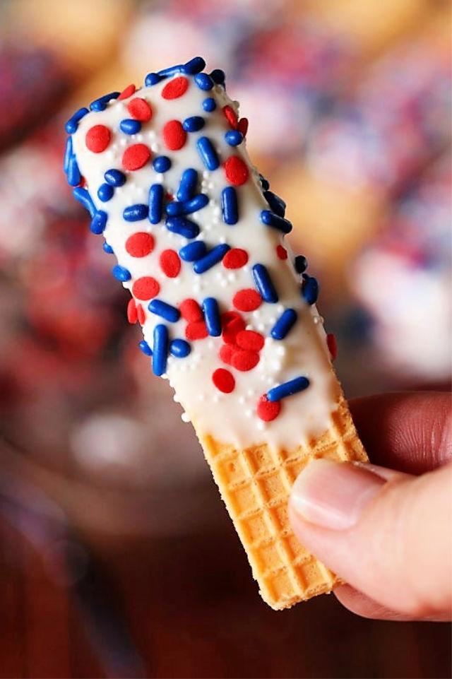 Red White Blue Chocolate Dipped Sugar Wafers
