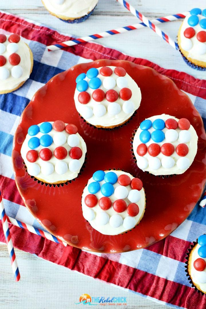 Red White Blue Mms Flag Cupcakes Recipe