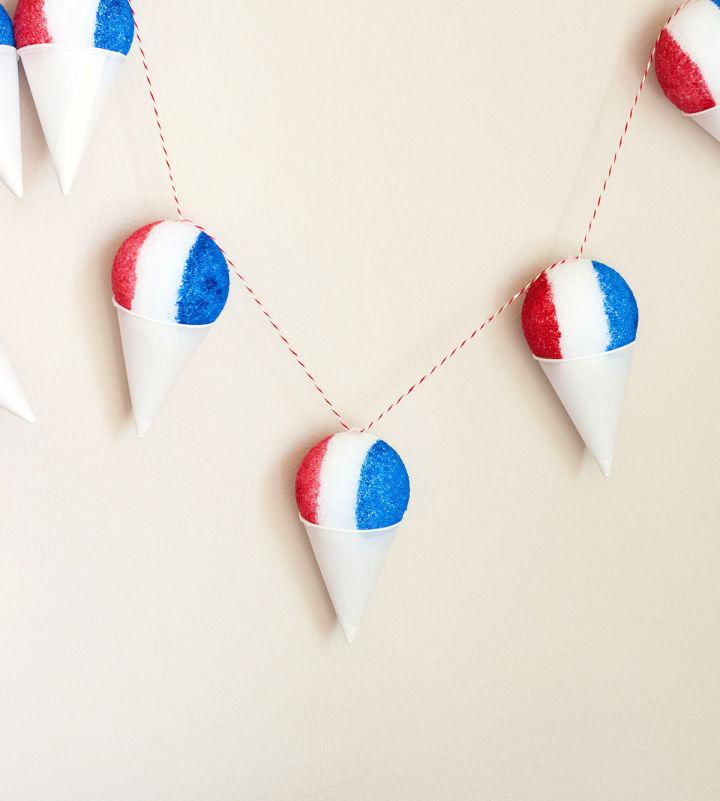 Red White Blue Snow Cone Garland