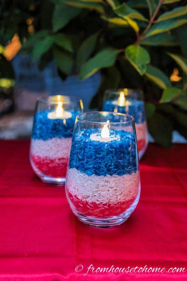 Red White and Blue Candle Holder