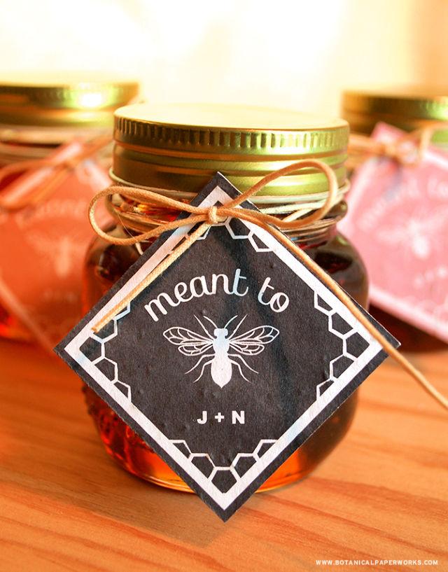 Rustic Honey Wedding Favors With Printable Tags