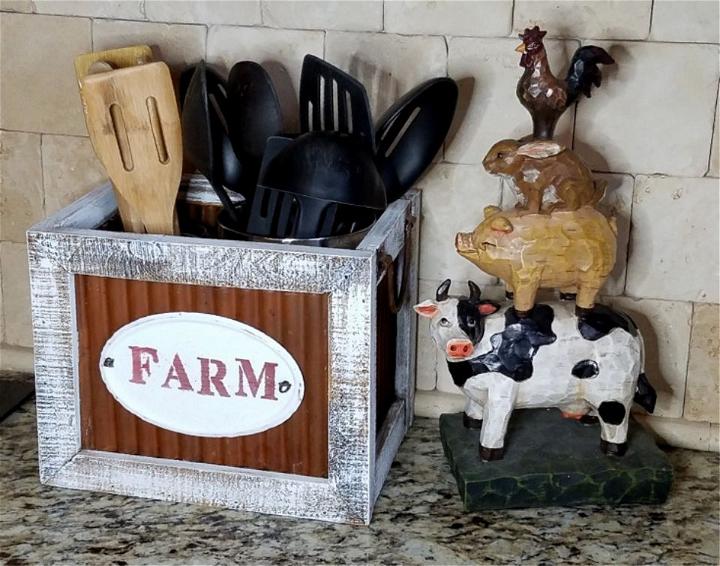 Homemade Rustic Farmhouse Style Utensil Holder