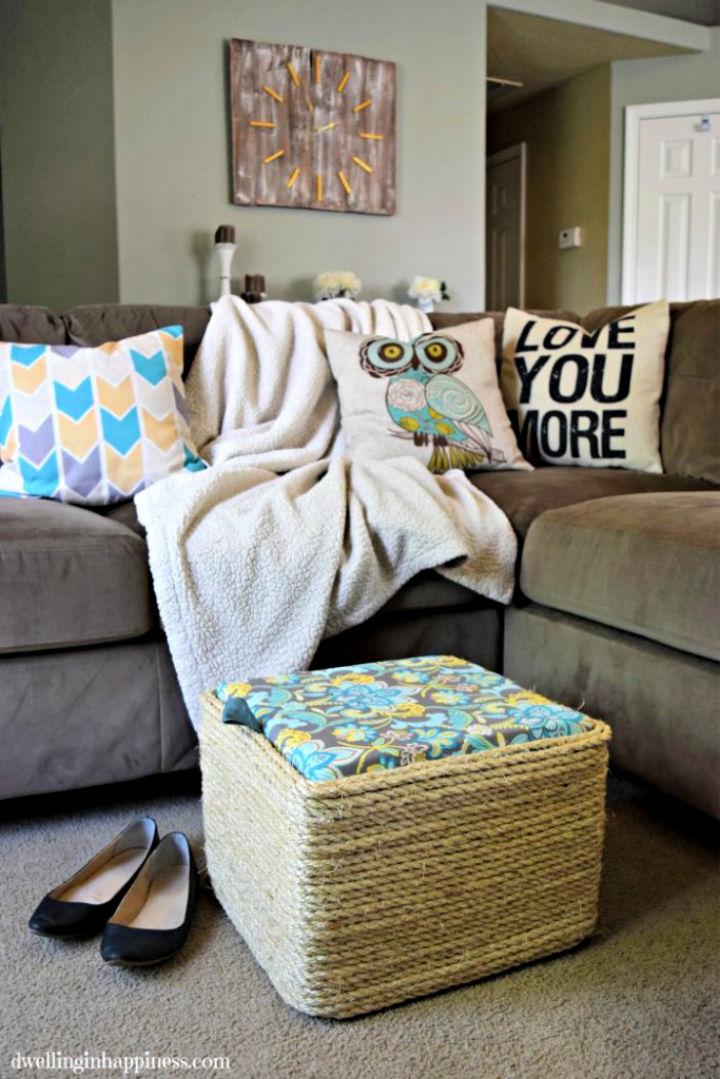 DIY Sisal Rope Ottoman From a Milk Crate